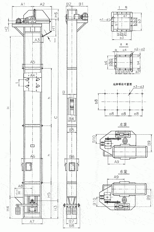 常見的TD、TH、NE斗提機(jī)標(biāo)準(zhǔn)地腳孔參數(shù)
