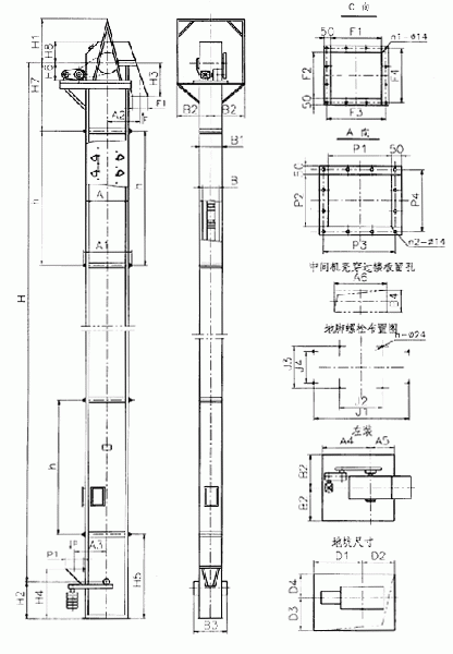 常見的TD、TH、NE斗提機(jī)標(biāo)準(zhǔn)地腳孔參數(shù)